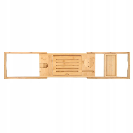 Raft cu tava pentru cada din bambus natural Sersimo 1025, extensibila, 75-111x23cm [13]
