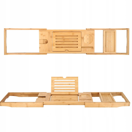 Raft cu tava pentru cada din bambus natural Sersimo 1025, extensibila, 75-111x23cm [7]