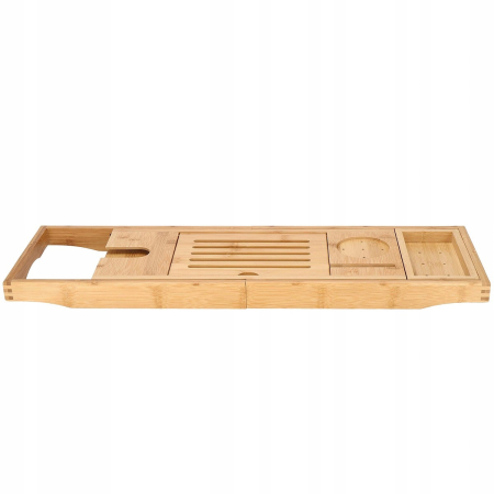 Raft cu tava pentru cada din bambus natural Sersimo 1025, extensibila, 75-111x23cm [8]