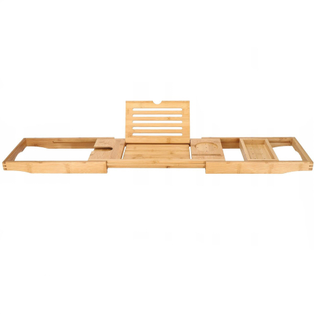 Raft cu tava pentru cada din bambus natural Sersimo 1025, extensibila, 75-111x23cm [1]