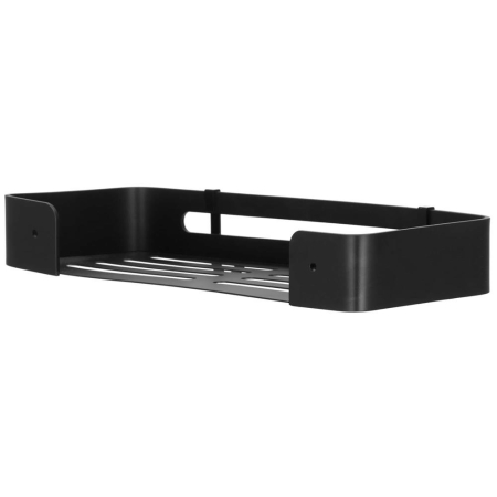 Raft de baie cu 2 agatatori, 2 sisteme instalare pe perete, aluminiu, 32x12x4cm, negru [15]