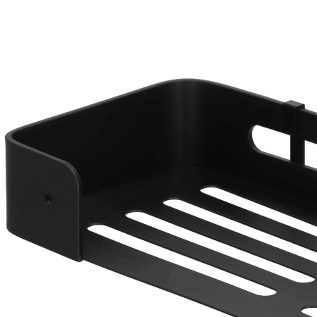 Raft de baie cu 2 agatatori, 2 sisteme instalare pe perete, aluminiu, 32x12x4cm, negru [4]