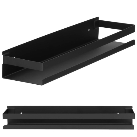 Raft de baie cu 2 sisteme instalare pe perete, aluminiu, 40x10x6cm, negru [16]