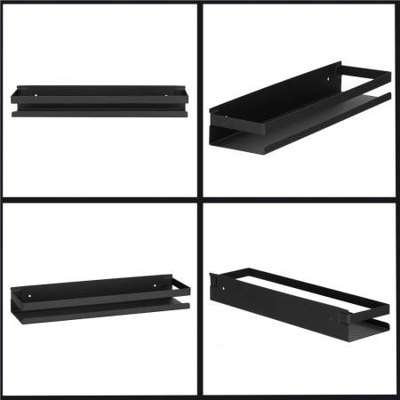 Raft de baie cu 2 sisteme instalare pe perete, aluminiu, 40x10x6cm, negru [7]