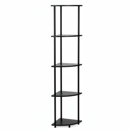 Raft de colt cu 5 polite, MDF, cadru metalic, 148x30x30 cm, negru [6]