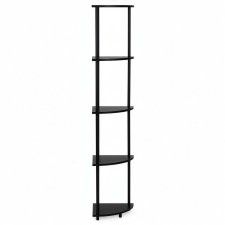 Raft de colt cu 5 polite, MDF, cadru metalic, 148x30x30 cm, negru [9]