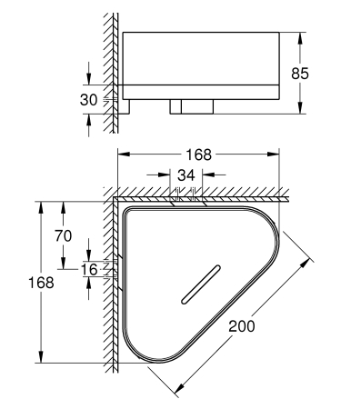 Raft de colt Grohe 41038GN0, Selection, montare pe perete, ABS/Metal, mat, auriu [2]