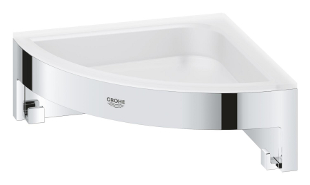 Raft de colt Grohe 41106000, 160 mm, 4 orificii instalare, pe colt, metal, elemente fixare ascunse, Crom [1]