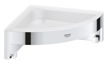 Accesorii baie - Raft de colt Grohe 41106000, 160 mm, 4 orificii instalare, pe colt, metal, elemente fixare ascunse, Crom