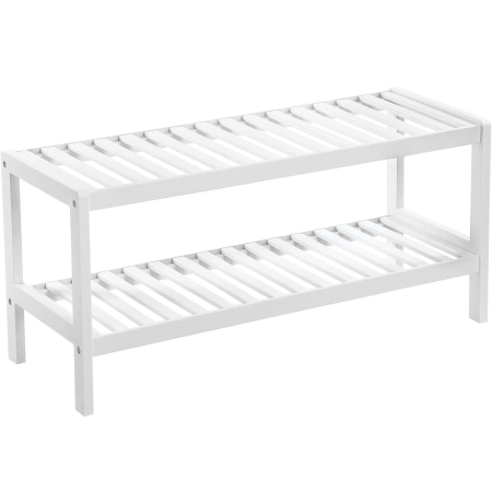 Mobila baie - Raft de depozitare din bambus, cu 2 niveluri, 26x70x33cm, alb