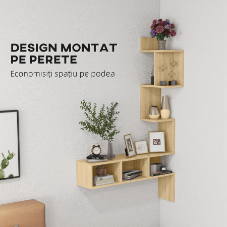 Raft de depozitare  MDF cu rafturi deschise pentru sufragerie si dormitor, 80x20x128,5 cm, de culoare stejar [3]