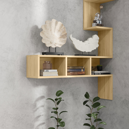 Raft de depozitare  MDF cu rafturi deschise pentru sufragerie si dormitor, 80x20x128,5 cm, de culoare stejar [8]