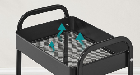 Raft de depozitare mobil tip carucior rulant, pentru baie sau bucatarie, cadru otel cu blat MDF, 31x44x74 cm, negru [7]