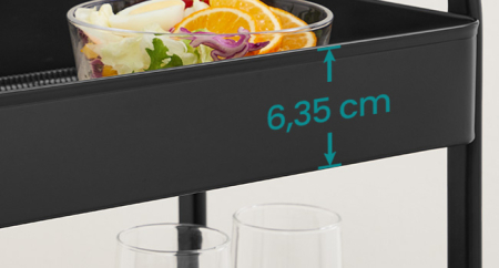 Raft de depozitare mobil tip carucior rulant, pentru baie sau bucatarie, cadru otel cu blat MDF, 31x44x74 cm, negru [8]