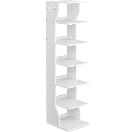 Pantofare - Raft de pantofi, pentru spatii inguste, 6 nivele, 30x26x110 cm, alb