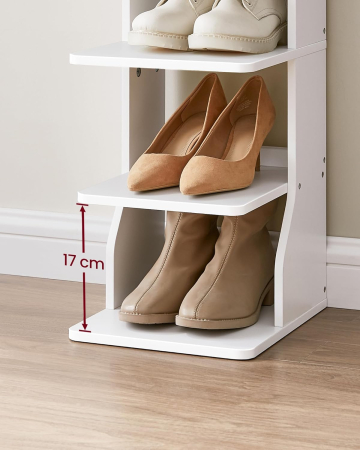 Raft de pantofi, pentru spatii inguste, 6 nivele, 30x26x110 cm, alb [3]