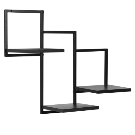 Mobila living - Raft de perete cu 3 polite din MDF si cadru metalic, 58x21x50 cm, negru
