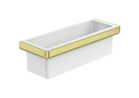Accesorii baie - Raft dus Roca A817028VA0, 110 mm, 300 mm, 2 orificii instalare, pe perete, metal, plastic, suprafata anticoroziva, Auriu