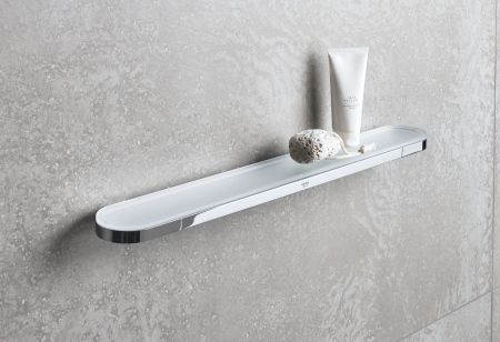 Raft Grohe 41057000, 600 mm, 75 mm, 2 orificii instalare, pe suport, sticla, elemente fixare ascunse, Alb [1]