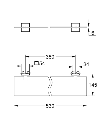 Raft Grohe 41109DC0, Start Cube, pe perete, 530 mm, metal/sticla, mat, otel satinat [3]