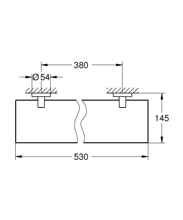 Raft Grohe 41202DC0, Start, pe perete, 530 x 145 mm, sticla, mat, otel satinat [2]