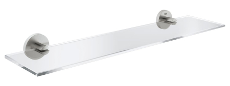 Baie - Raft lavoar Grohe 40799DC1, Essentials, pe perete, 530 x 110 mm, sticla/metal, mat, otel satinat