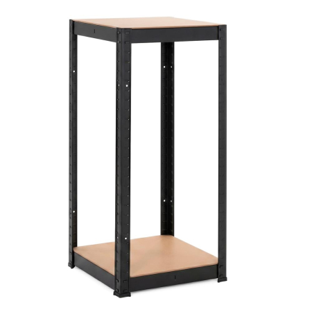 Raft metalic de depozitare cu 4 polite reglabile MDF, capacitate 400 kg, 40x40x180 cm, negru [12]