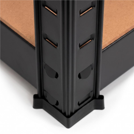Raft metalic de depozitare cu 4 polite reglabile MDF, capacitate 400 kg, 40x40x180 cm, negru [10]