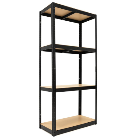 Raft metalic de depozitare cu 4 polite reglabile MDF, capacitate 700 kg, 80x40x174 cm, negru [15]
