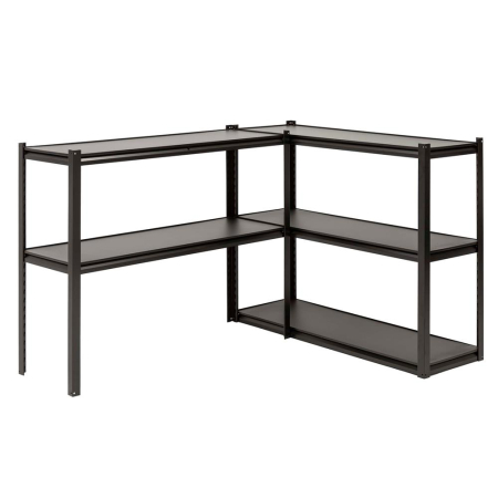 Raft metalic de depozitare cu 5 polite reglabile MDF, capacitate 750 kg, 120x40x200 cm, negru [7]