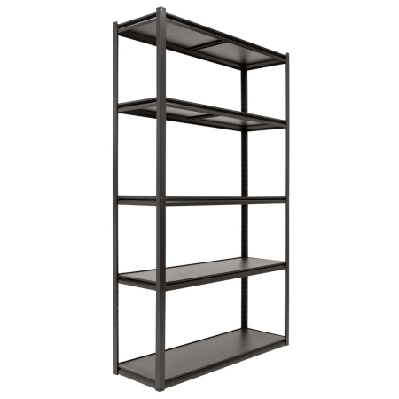 Raft metalic de depozitare cu 5 polite reglabile MDF, capacitate 750 kg, 120x40x200 cm, negru [17]