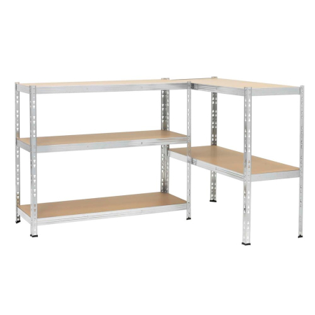 Raft metalic de depozitare cu 5 polite reglabile MDF, structura zincata, capacitate 1000 kg, 120x45x205 cm, gri [3]