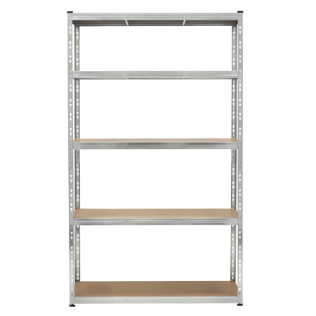 Raft metalic de depozitare cu 5 polite reglabile MDF, structura zincata, capacitate 1000 kg, 120x45x205 cm, gri [11]