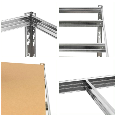 Raft metalic de depozitare cu 5 polite reglabile MDF, structura zincata, capacitate 1000 kg, 120x45x205 cm, gri [21]