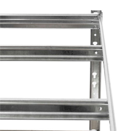 Raft metalic de depozitare cu 5 polite reglabile MDF, structura zincata, capacitate 1000 kg, 120x45x205 cm, gri [15]