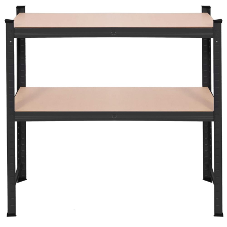 Raft metalic depozitare cu 5 polite MDF, capacitate 675 kg, 75x30x150 cm, negru [12]