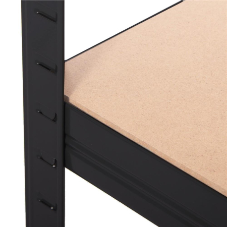 Raft metalic depozitare cu 5 polite MDF, capacitate 675 kg, 75x30x150 cm, negru [15]