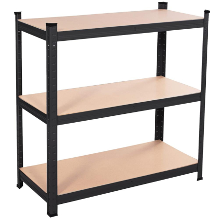 Raft metalic depozitare cu 5 polite MDF, capacitate 675 kg, 75x30x150 cm, negru [13]
