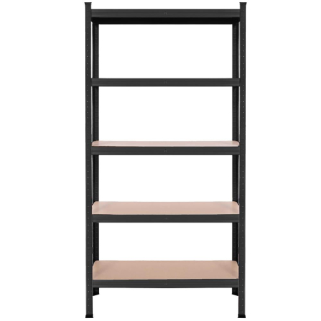 Raft metalic depozitare cu 5 polite MDF, capacitate 675 kg, 75x30x150 cm, negru [20]