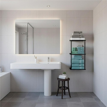 Raft metalic pentru prosoape, structura cu finisaj mat, accesorii montaj incluse, 25x16x76 cm, negru [11]