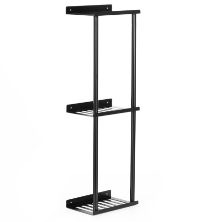 Raft metalic pentru prosoape, structura cu finisaj mat, accesorii montaj incluse, 25x16x76 cm, negru [12]
