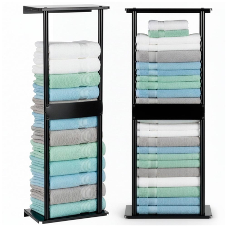 Raft metalic pentru prosoape, structura cu finisaj mat, accesorii montaj incluse, 31x15x77 cm, negru [3]