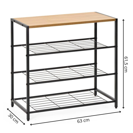 Raft multifunctional cu 2 polite si blat superior pentru depozitare, structura metalica rezistenta din otel si rafturi din MDF, picioare reglabile ant [20]