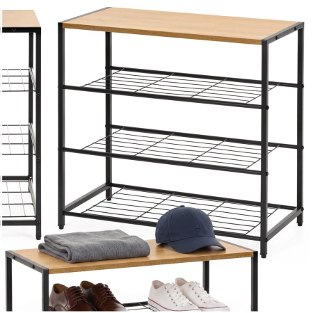 Raft multifunctional cu 2 polite si blat superior pentru depozitare, structura metalica rezistenta din otel si rafturi din MDF, picioare reglabile ant [3]