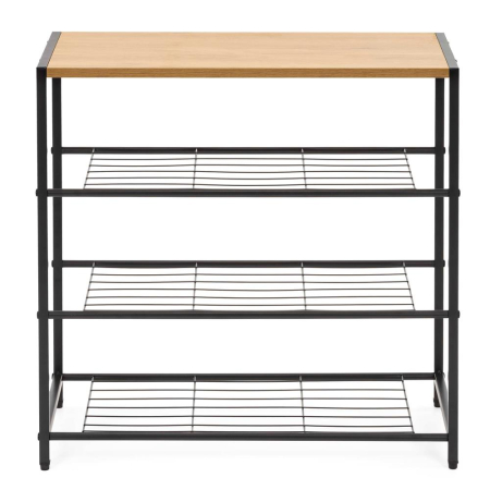 Raft multifunctional cu 2 polite si blat superior pentru depozitare, structura metalica rezistenta din otel si rafturi din MDF, picioare reglabile ant [8]