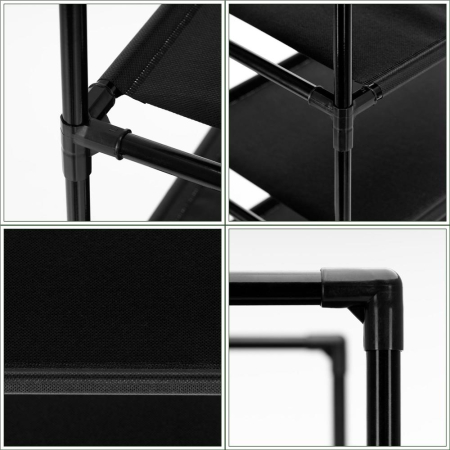 Raft pantofi cu 3 polite, structura metalica si rafturi textile, 72x28x70 cm, negru [17]