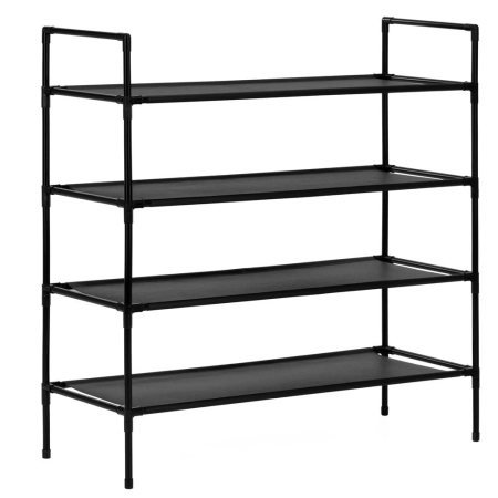Pantofare - Raft pantofi cu 4 polite, structura metalica si rafturi textile, 72x28x75 cm, negru