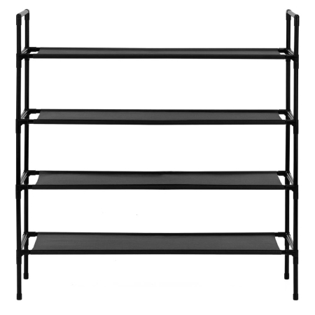 Raft pantofi cu 4 polite, structura metalica si rafturi textile, 72x28x75 cm, negru [9]