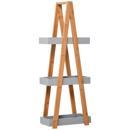 Mobilier pentru baie -  Raft pentru baie din MDF si bambus, 30x18x81cm, gri