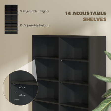  Raft pentru CD-uri cu 14 Rafturi Reglabile pentru 640 CD-uri/360 DVD-uri Negru [4]